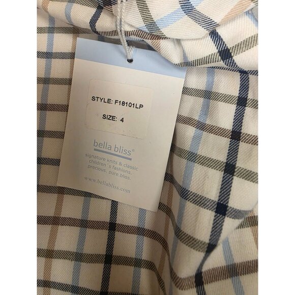 Bella Bliss Girls Plaid Dress NWT Puff Sleeves Bow Tie Size 4 Lined - Picture 4 of 7